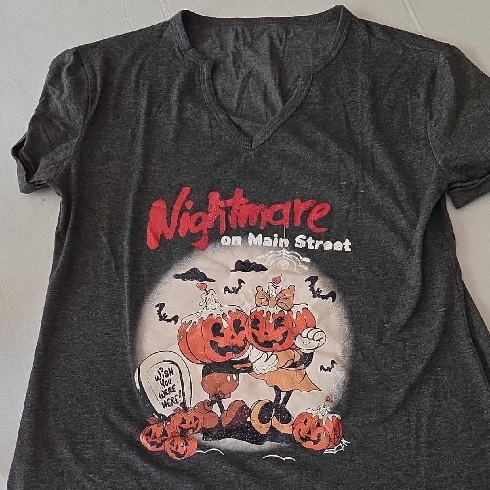 Nightmare on Main Street Halloween Graphic Tee - Dark Heather